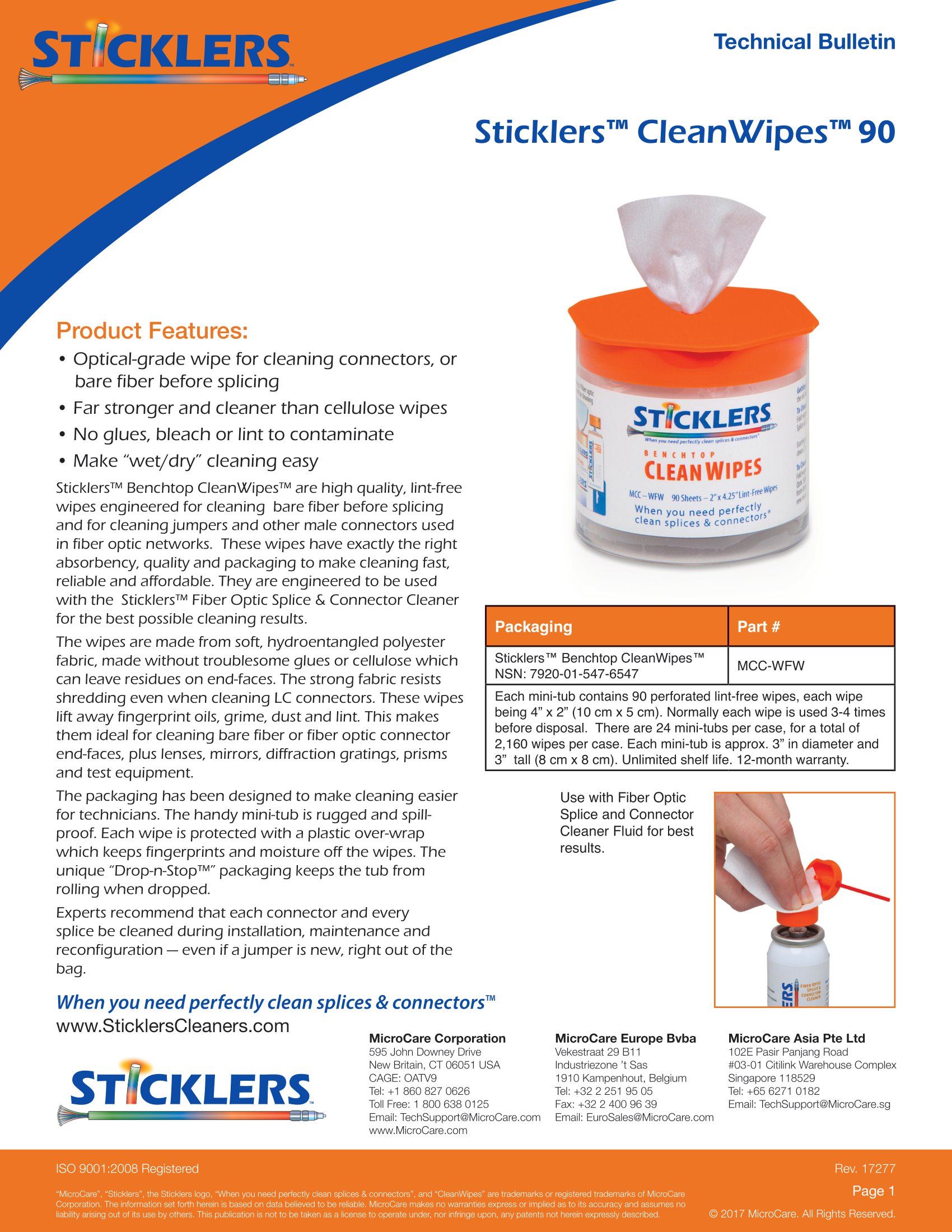 MCC-WFW Benchtop CleanWipes 90 (NSN 7920-015476547)